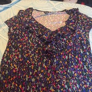 Rafaella Red and Blue Ruffled Blouse